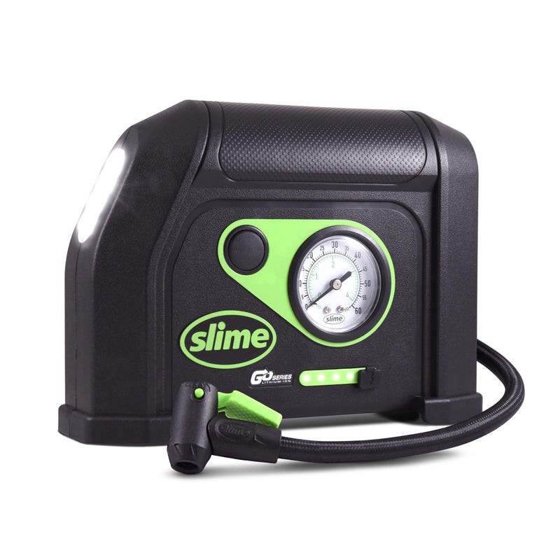 Slime 40084 Tire Inflator, Cordless, Portable Air Compressor Pump, Lithium Ion Battery and LED Light, Rechargeable, 8 min Inflation - Image 1