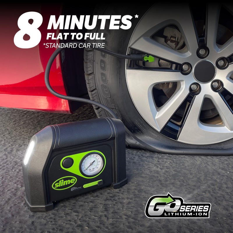 Slime 40084 Tire Inflator, Cordless, Portable Air Compressor Pump, Lithium Ion Battery and LED Light, Rechargeable, 8 min Inflation - Image 3