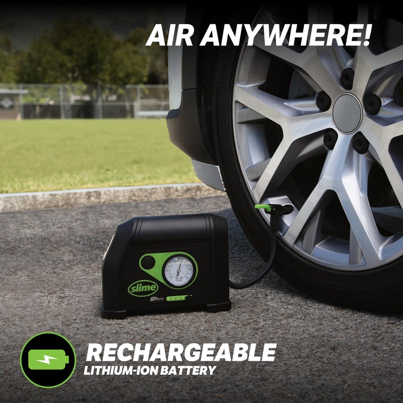 Slime 40084 Tire Inflator, Cordless, Portable Air Compressor Pump, Lithium Ion Battery and LED Light, Rechargeable, 8 min Inflation - Image 4