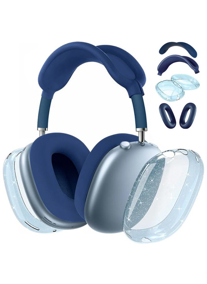 Generic - Suitable For Airpods Max Protective Sleeve Glitter Four-piece Silicone Airpodsmax Earmuff Sleeve Beam Sleeve-Color:Glitter*midnight Blue 4-piece Set (mesh Cushion Cover*1+headband Cover*1+shell Cover*1 Pair+ear Cushion Cover*1 Pair)-Applicable Models:Airpods Max 1/2 Generation - Image 1