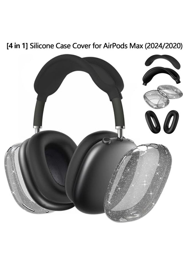 Generic - Suitable For Airpods Max Protective Sleeve Glitter Four-piece Silicone Airpodsmax Earmuff Sleeve Beam Sleeve-Color:Glitter*midnight Blue 4-piece Set (mesh Cushion Cover*1+headband Cover*1+shell Cover*1 Pair+ear Cushion Cover*1 Pair)-Applicable Models:Airpods Max 1/2 Generation - Image 1
