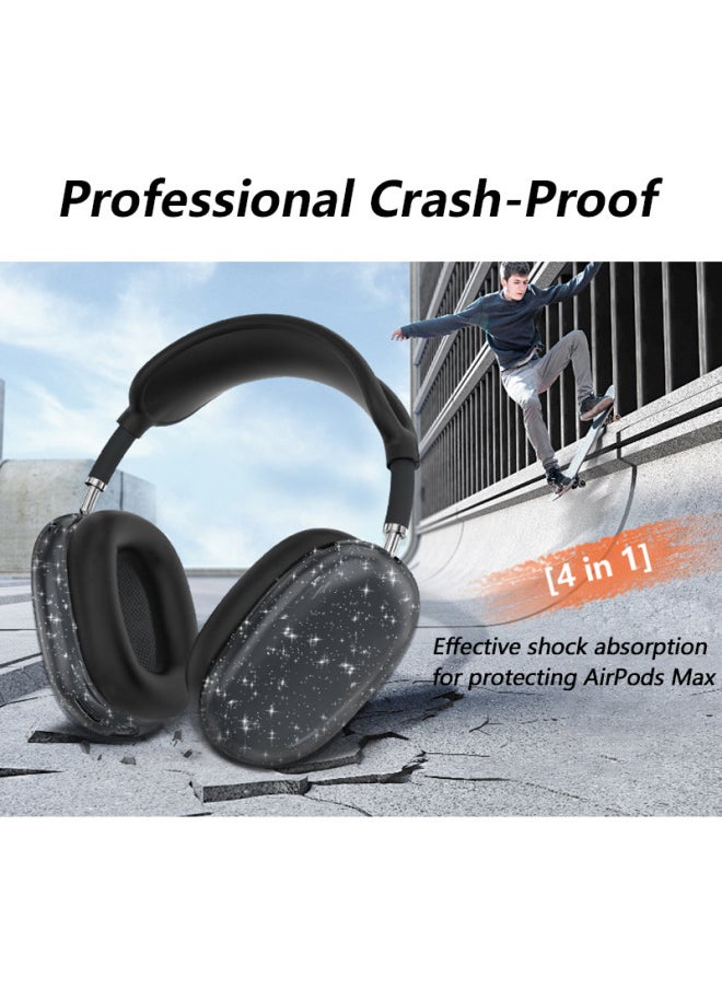 Generic - Suitable For Airpods Max Protective Sleeve Glitter Four-piece Silicone Airpodsmax Earmuff Sleeve Beam Sleeve-Color:Glitter*midnight Blue 4-piece Set (mesh Cushion Cover*1+headband Cover*1+shell Cover*1 Pair+ear Cushion Cover*1 Pair)-Applicable Models:Airpods Max 1/2 Generation - Image 1