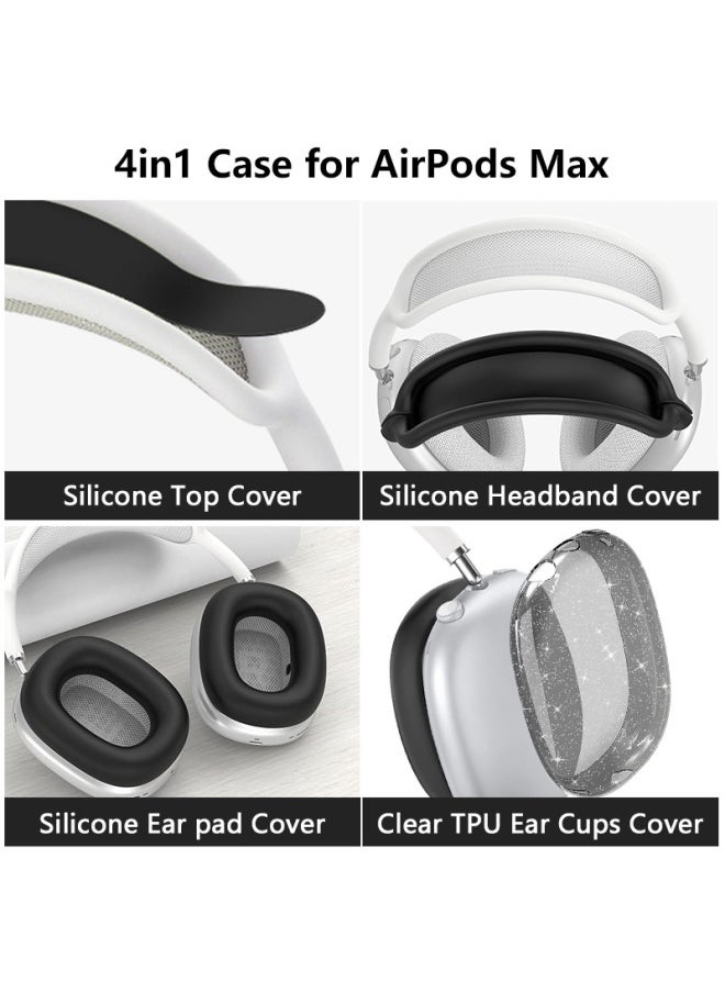 Generic - Suitable For Airpods Max Protective Sleeve Glitter Four-piece Silicone Airpodsmax Earmuff Sleeve Beam Sleeve-Color:Glitter*midnight Blue 4-piece Set (mesh Cushion Cover*1+headband Cover*1+shell Cover*1 Pair+ear Cushion Cover*1 Pair)-Applicable Models:Airpods Max 1/2 Generation - Image 1