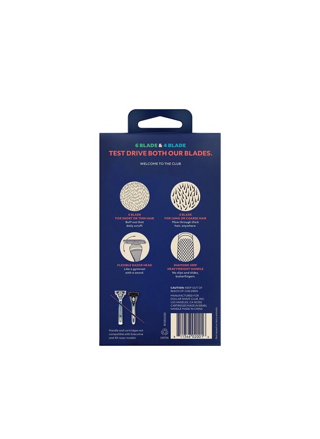 DOLLAR SHAVE CLUB Men'S Razor Mixed Starter Shaving Kit Includes 1 Handle 4Blade Cartridge And 6Blade Cartridge 3 Count For A Comfortable And Smooth Shave Shaving Kit For Men  - Image 2