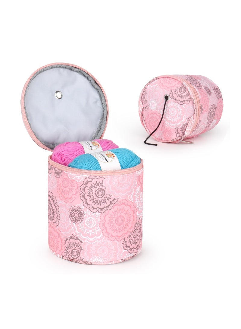 KASTWAVE Small Yarn Storage Portable Bag, Empty Round Knitting Tote Bags with Holes,  Crochet Thread Sewing Accessories Storage Tote Bag, Suitable for Travel, Beginner, Crocheter " - Image 1