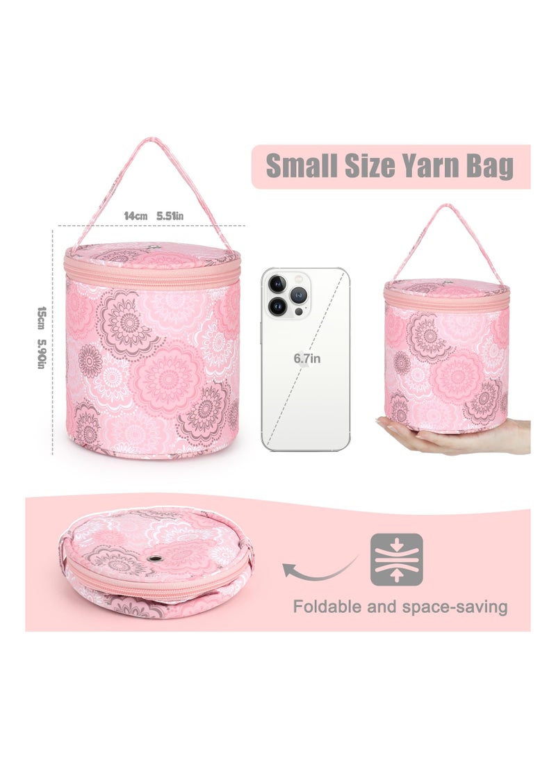 KASTWAVE Small Yarn Storage Portable Bag, Empty Round Knitting Tote Bags with Holes,  Crochet Thread Sewing Accessories Storage Tote Bag, Suitable for Travel, Beginner, Crocheter " - Image 4