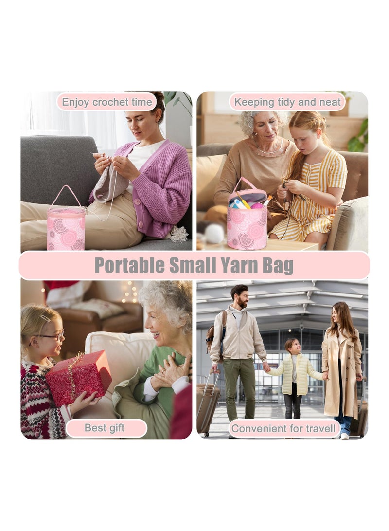 KASTWAVE Small Yarn Storage Portable Bag, Empty Round Knitting Tote Bags with Holes,  Crochet Thread Sewing Accessories Storage Tote Bag, Suitable for Travel, Beginner, Crocheter " - Image 5