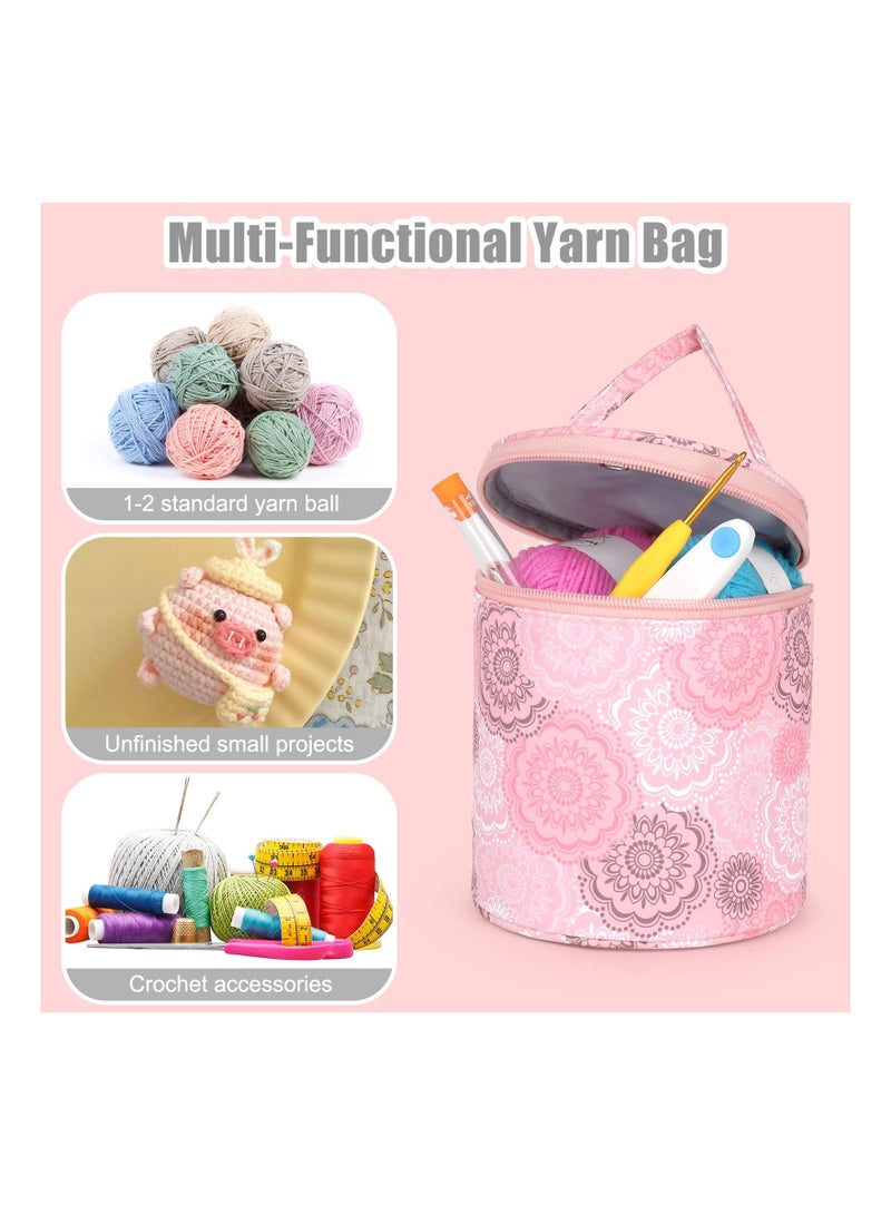 KASTWAVE Small Yarn Storage Portable Bag, Empty Round Knitting Tote Bags with Holes,  Crochet Thread Sewing Accessories Storage Tote Bag, Suitable for Travel, Beginner, Crocheter " - Image 3