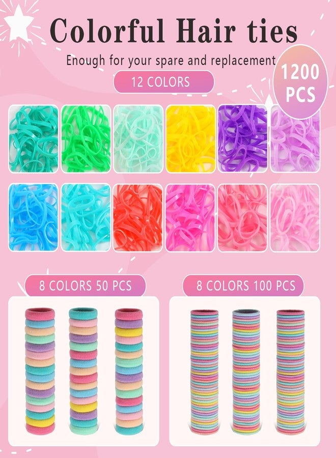 SYGY Hair Accessories for Girls, 1350P Colorful Hair Ties with 44P Hair Clips, Glitter Butterfly Hair Clips for Kids, Hair Wax Stick, Butterfly Hair Claws, Hair Barrettes with Hair Comb Set & Organizer Box - Image 3