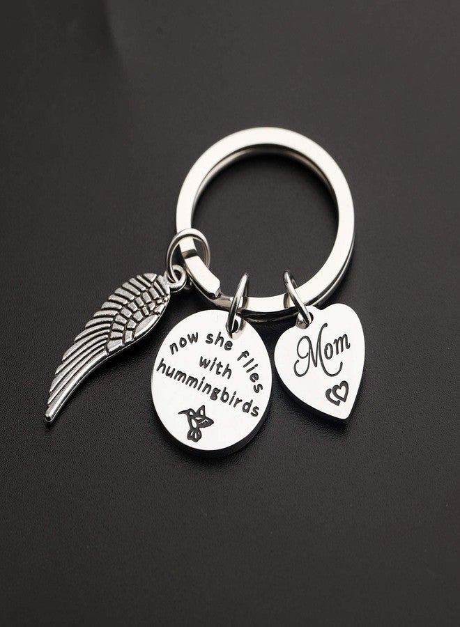 Gzrlyf Now She Flies with Hummingbirds Keychain Memorial Jewelry Remembrance Gifts (Mom Memorial) - Image 3