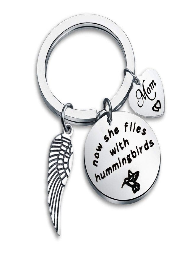 Gzrlyf Now She Flies with Hummingbirds Keychain Memorial Jewelry Remembrance Gifts (Mom Memorial) - Image 1