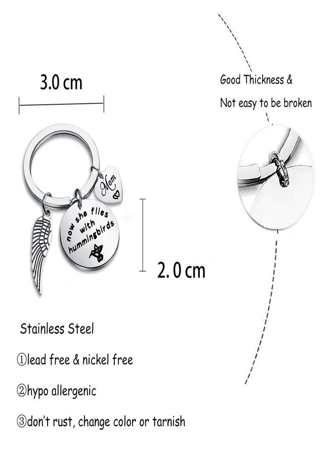 Gzrlyf Now She Flies with Hummingbirds Keychain Memorial Jewelry Remembrance Gifts (Mom Memorial) - Image 5