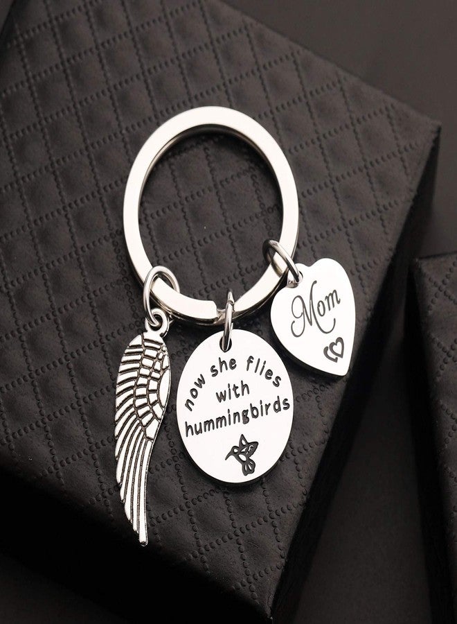 Gzrlyf Now She Flies with Hummingbirds Keychain Memorial Jewelry Remembrance Gifts (Mom Memorial) - Image 2