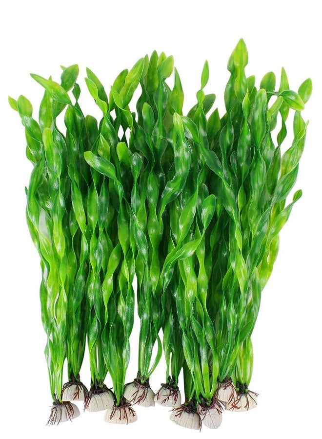 10PCS ARTIFICIAL SEAWEED TALL WATER PLANTS FOR AQUARIUM LIFELIKE DECOR FISH TANK PLANTS AQUARIUM PLANT DECORATIONS 31CM GREEN