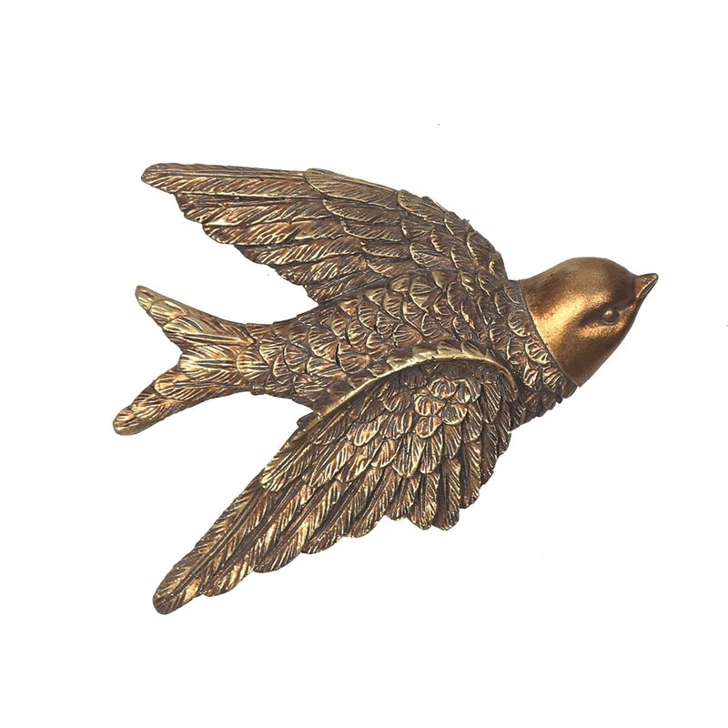 S-MANTIS Vintage Wall Sculpture, Antique Pediment Hallway Wall Art, Hand Painted Bird With Exquisite Wing And Feather Details, Aesthetic Room Decor Unique Gift (Antique Bird) - Image 1