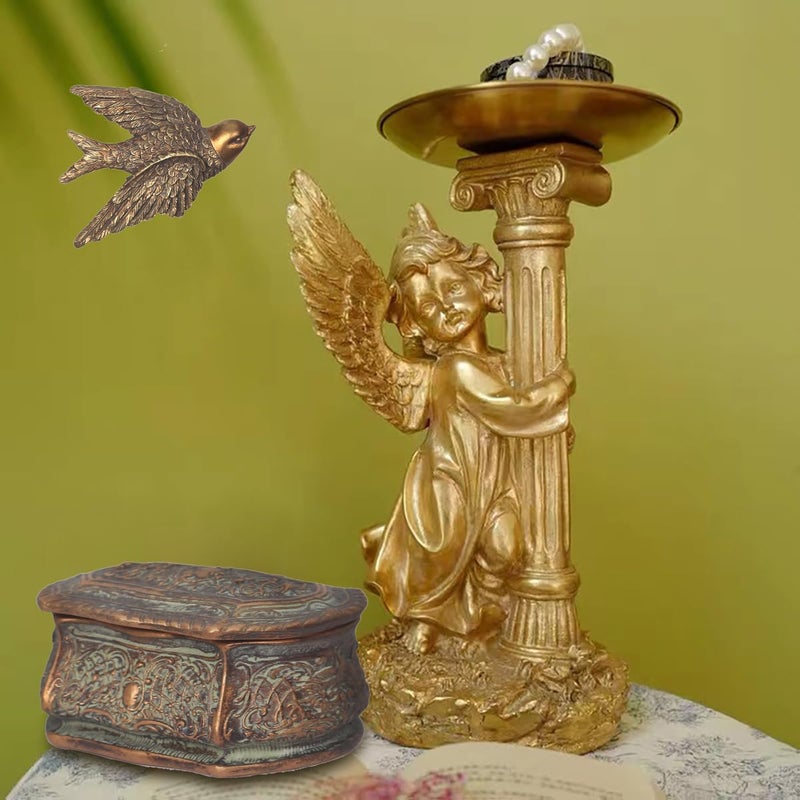 S-MANTIS Vintage Wall Sculpture, Antique Pediment Hallway Wall Art, Hand Painted Bird With Exquisite Wing And Feather Details, Aesthetic Room Decor Unique Gift (Antique Bird) - Image 5