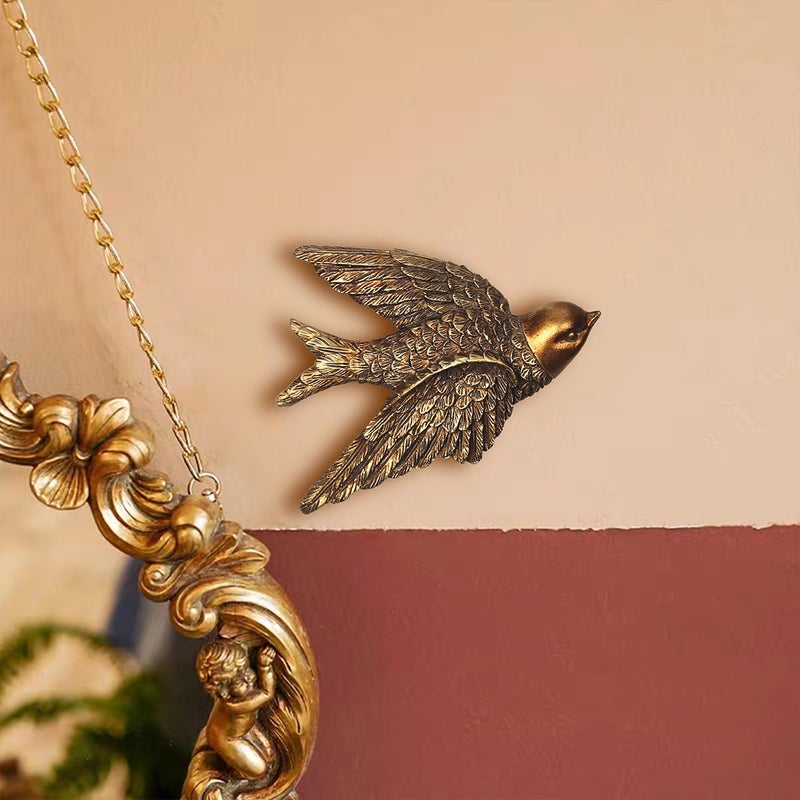 S-MANTIS Vintage Wall Sculpture, Antique Pediment Hallway Wall Art, Hand Painted Bird With Exquisite Wing And Feather Details, Aesthetic Room Decor Unique Gift (Antique Bird) - Image 3