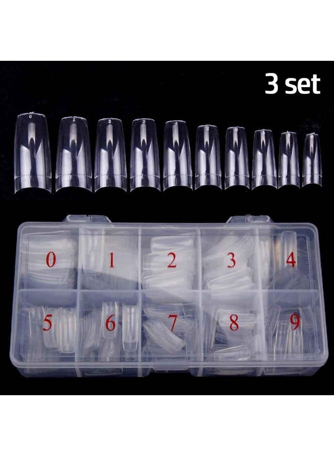 500 قطعة من أطراف الأظافر الفرنسية المصنوعة من الأكريليك نصف الصناعية ذات المنحنى C المسطح لتزيين الأظافر الطبيعية - Image 1