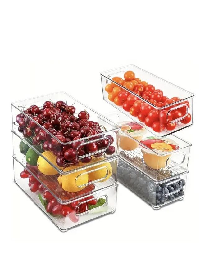 قطعتين من صناديق تنظيم الثلاجة القابلة للتكديس بأدراج وأبواب شفافة لتخزين الطعام الآمن - Image 2