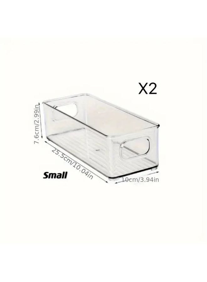 قطعتين من صناديق تنظيم الثلاجة القابلة للتكديس بأدراج وأبواب شفافة لتخزين الطعام الآمن - Image 1