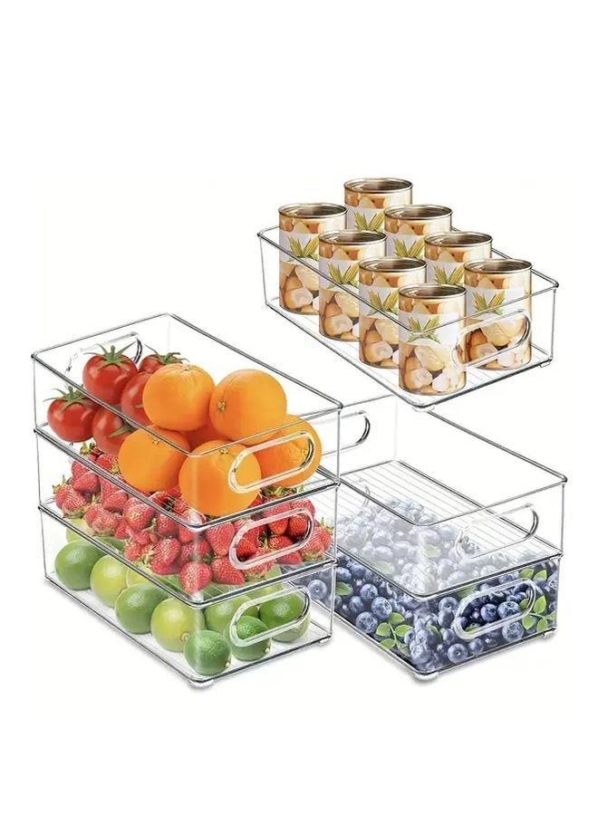 قطعتين من صناديق تنظيم الثلاجة القابلة للتكديس بأدراج وأبواب شفافة لتخزين الطعام الآمن - Image 3