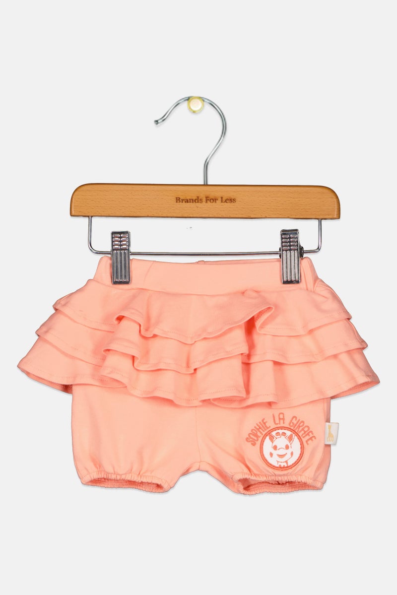Sophie la girafe Toddlers Girl Ruffle Detail Shorts, Coral - Image 1