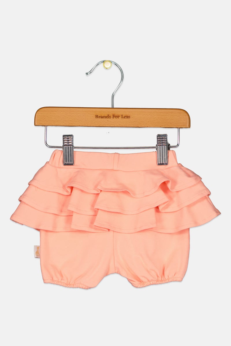 Sophie la girafe Toddlers Girl Ruffle Detail Shorts, Coral - Image 2