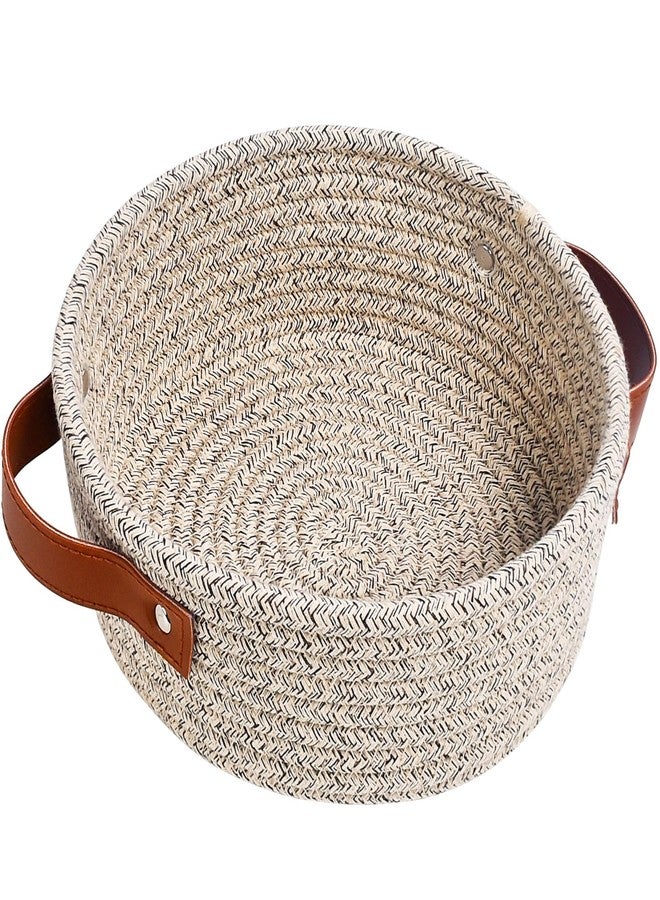 ABenkle Small Storage Basket, Mini Cotton Rope Storage Bin, Cute Tiny Shelf Baskets, Boho Decorative Toy Organizer for Nursery, Spa, Empty Gift Basket - XS, Mixed Brown - Image 1