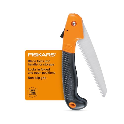 Fiskars Folding Hand Saw, 7" Pruning Saw with Power Tooth Blade with Triple Ground Teeth that Powers Through Wood Faster, Soft Grip Handle - Image 1