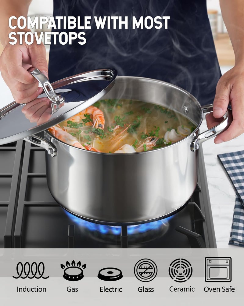 Cooks Standard 18/10 Stainless Steel Stockpot 6-Quart, Classic Deep Cooking Pot Canning Cookware Dutch Oven Casserole with Stainless Steel Lid, Silver - Image 3