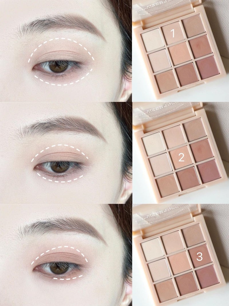 Okerker 9 Colors Pink Eyeshadow Palette, Matte Nude Neutral Beige Brown Blendable Shades, Daily Eye Shadow Makeup - Image 4