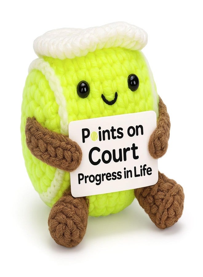Dalycro Positive Crochet Tennis Ball with Encouragement Card Positive Crochet Doll Handmade Tennis Gifts for Women Men Sports Lover Party Decorations (Tennis Ball) - Image 1