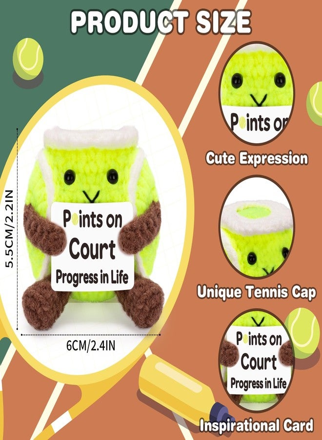 Dalycro Positive Crochet Tennis Ball with Encouragement Card Positive Crochet Doll Handmade Tennis Gifts for Women Men Sports Lover Party Decorations (Tennis Ball) - Image 2