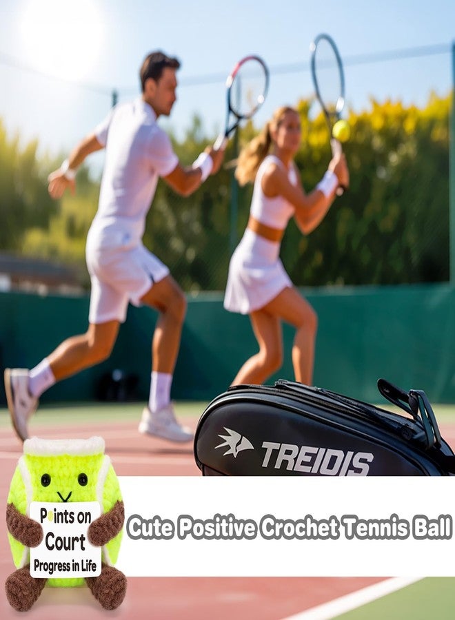 Dalycro Positive Crochet Tennis Ball with Encouragement Card Positive Crochet Doll Handmade Tennis Gifts for Women Men Sports Lover Party Decorations (Tennis Ball) - Image 4