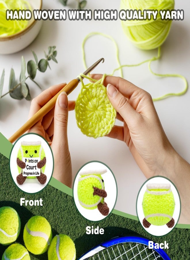 Dalycro Positive Crochet Tennis Ball with Encouragement Card Positive Crochet Doll Handmade Tennis Gifts for Women Men Sports Lover Party Decorations (Tennis Ball) - Image 3
