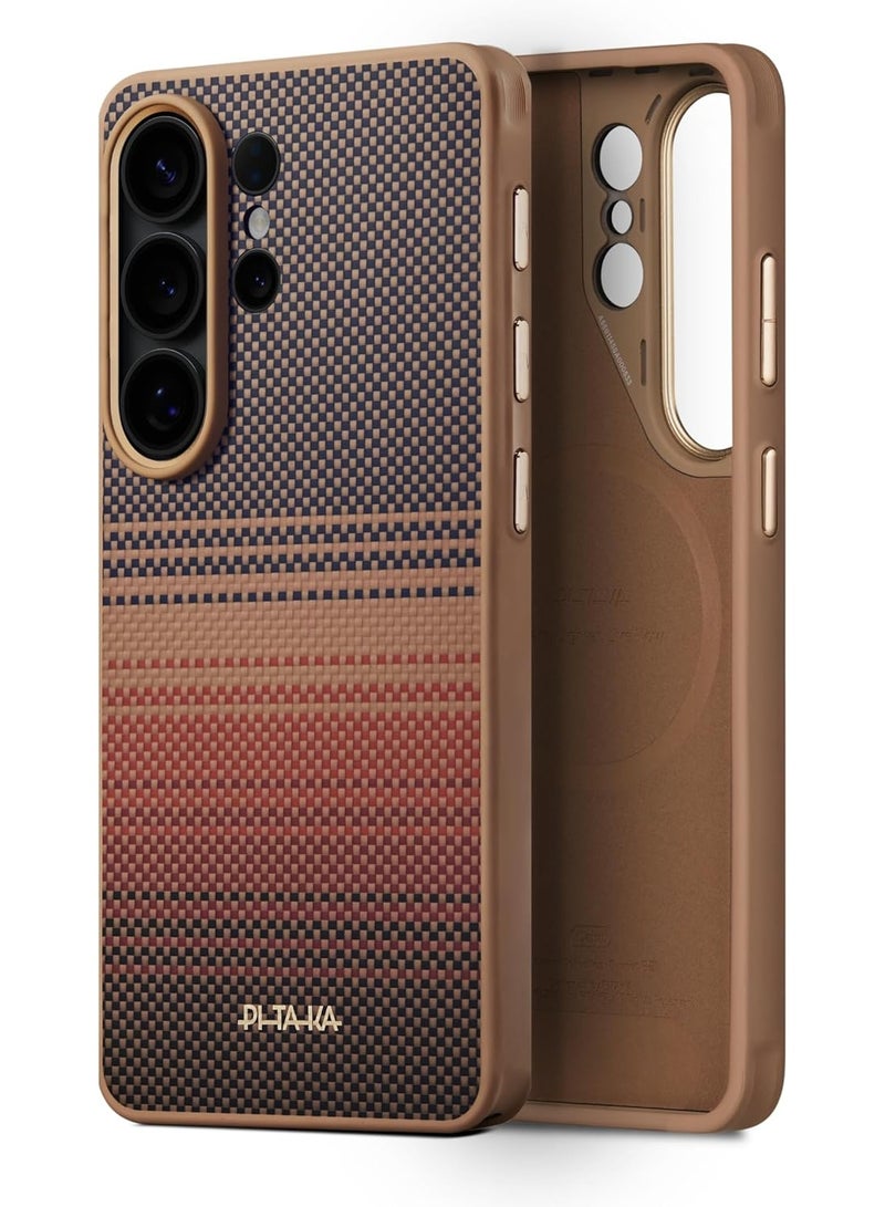 pitaka for Samsung Galaxy S26 Ultra Case, 6.9 Inch, Compatible with MagSafe, Protective S26 Ultra Case with Aaron Button, Aramid Fiber Woven [Cairn Case - Sunset] - Image 1
