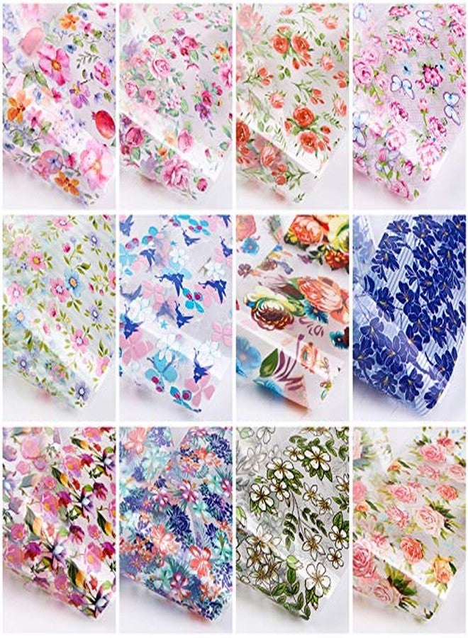 Minejin Nail Art Spring Flower Stickers Holographic DIY Wraps Transfer Foil Manicure Decoration Tips 10 Sheets