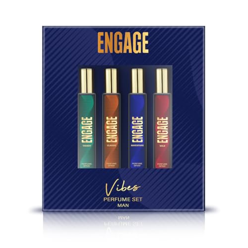 Engage Vibes Perfume Gift Set for Men 100ml (25ml x 4) |Travel Size Combo | 4 Assorted Perfumes |Long Lasting| Birthday Anniversary Wedding Gift Pack | Skin Friendly | Gift For Him - Image 1