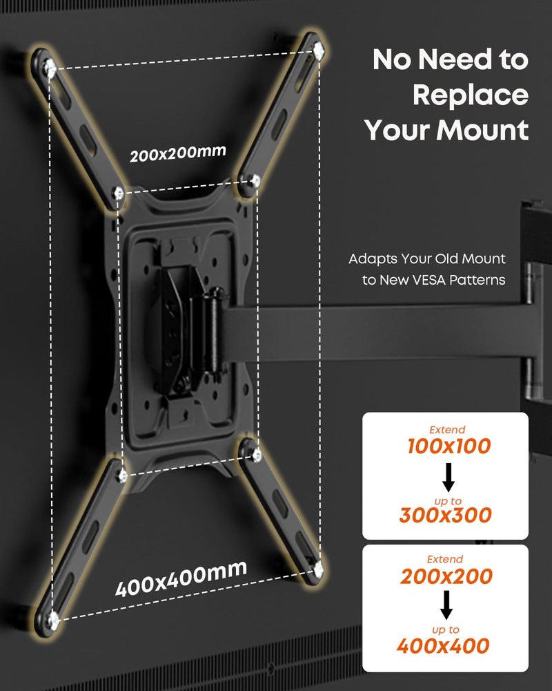PUTORSEN VESA Adapter Mount Bracket Kit for Screens 32 to 55 inch LCD LED TV, TV Mount Adapter Bracket Upgrade Mounting Holes up to 400x400 mm, Black - Image 4