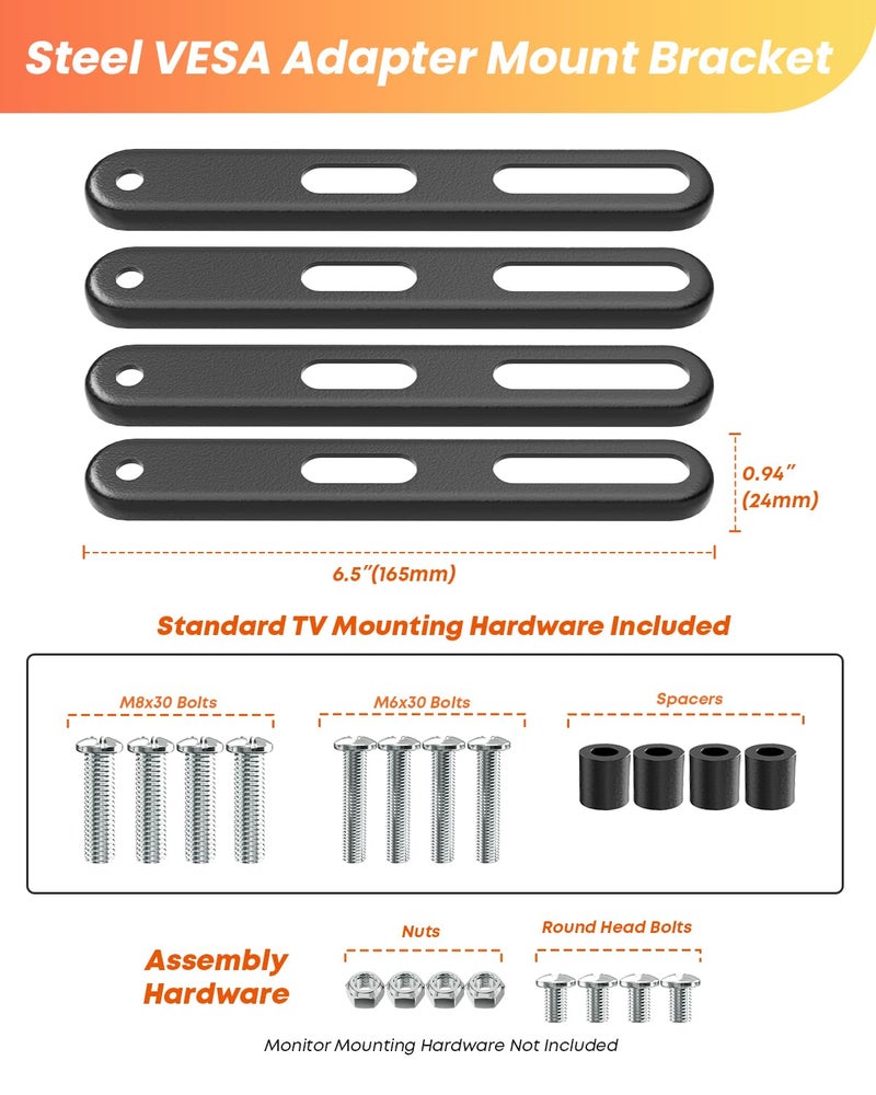 PUTORSEN VESA Adapter Mount Bracket Kit for Screens 32 to 55 inch LCD LED TV, TV Mount Adapter Bracket Upgrade Mounting Holes up to 400x400 mm, Black - Image 2