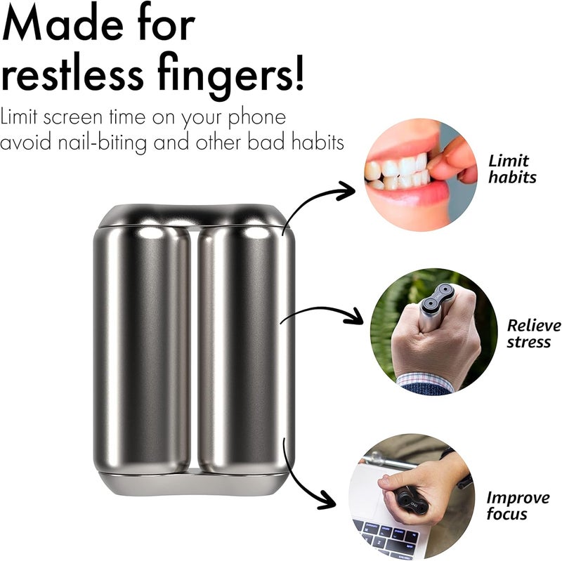 ONO Roller Stainless Steel Mini - The Original Handheld Fidget Toy for Adults | Relieve Stress, Anxiety, Tension | Promotes Focus, Clarity | Compact Portable Design | Stainless Steel for Added Weight - Image 3