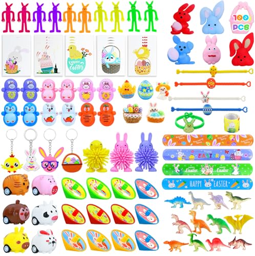 Dokeawo Easter Egg Fillers 100Pcs Easter Basket Stuffers Essentials for Teens Kids Small Toys for Kids Party Favors Egg Hunt Classroom Treasure Box Prizes Birthday Goodie Bags Rewards Gifts - Image 1