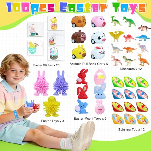 Dokeawo Easter Egg Fillers 100Pcs Easter Basket Stuffers Essentials for Teens Kids Small Toys for Kids Party Favors Egg Hunt Classroom Treasure Box Prizes Birthday Goodie Bags Rewards Gifts - Image 5