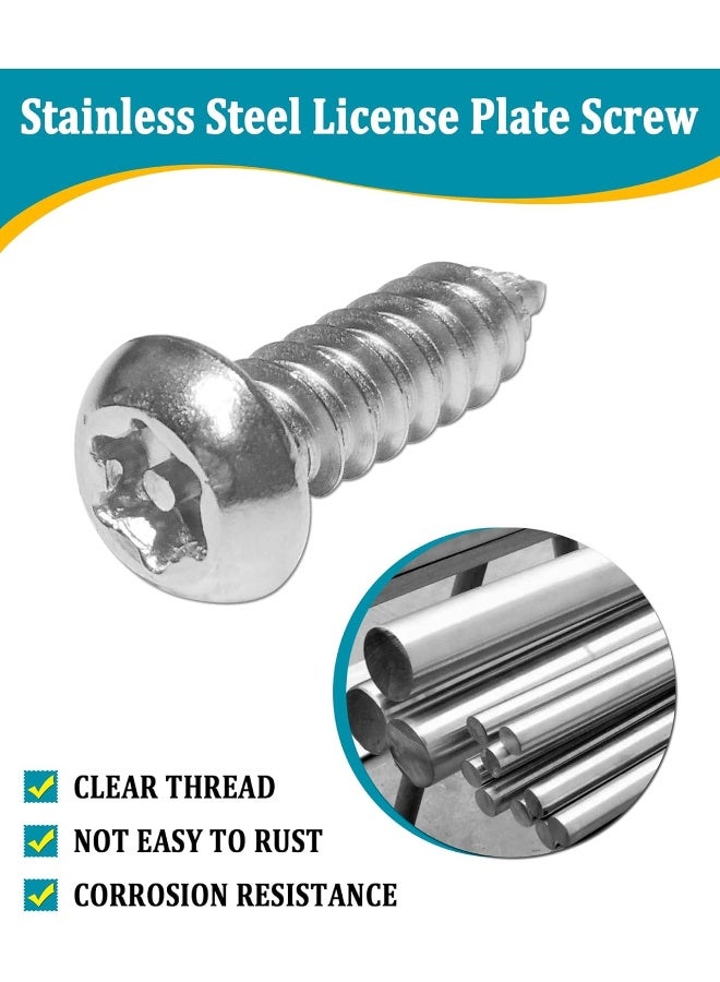 Aootf Stainless Steel License Plate Screws - 30PC Star Anti Theft Screw Torx Head Security Tamper Resistant Self Tapping License Plate Bolt License Plate Frame Fastener, Black Caps, Anti-Rattle Pad - Image 2