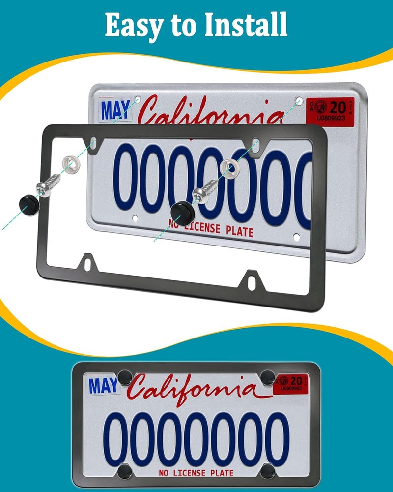 Aootf Stainless Steel License Plate Screws - 30PC Star Anti Theft Screw Torx Head Security Tamper Resistant Self Tapping License Plate Bolt License Plate Frame Fastener, Black Caps, Anti-Rattle Pad - Image 4