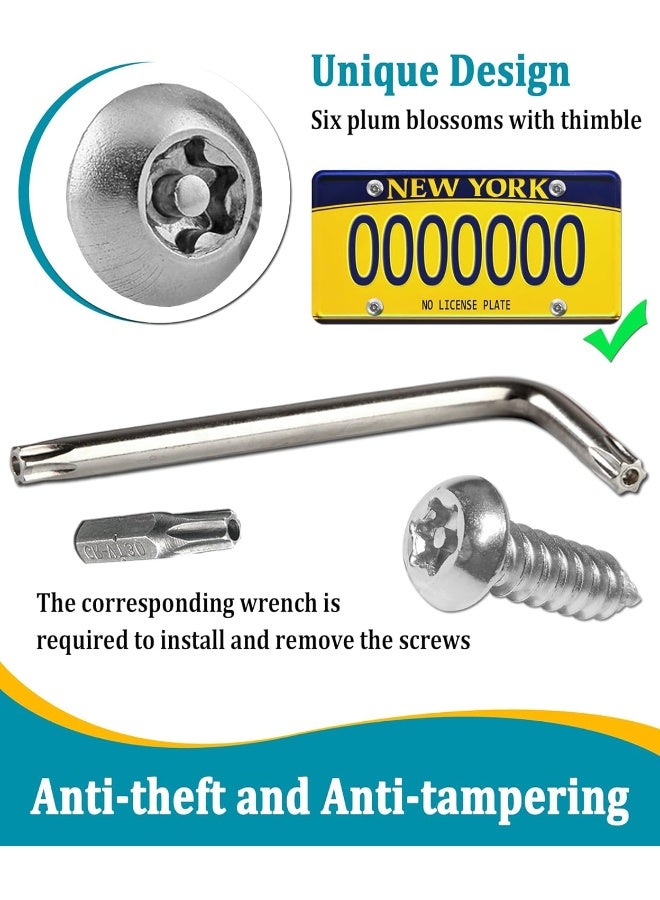 Aootf Stainless Steel License Plate Screws - 30PC Star Anti Theft Screw Torx Head Security Tamper Resistant Self Tapping License Plate Bolt License Plate Frame Fastener, Black Caps, Anti-Rattle Pad - Image 3