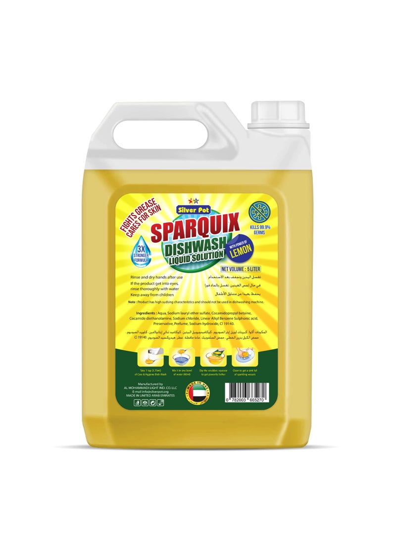 Silver Pot Lemon Dishwashing Liquid 5L – Ultra Concentrated Formula with Refreshing Lemon Scent, Tough on Grease and Stains, Gentle on Hands, and Perfect for Everyday Dishwashing - Image 2