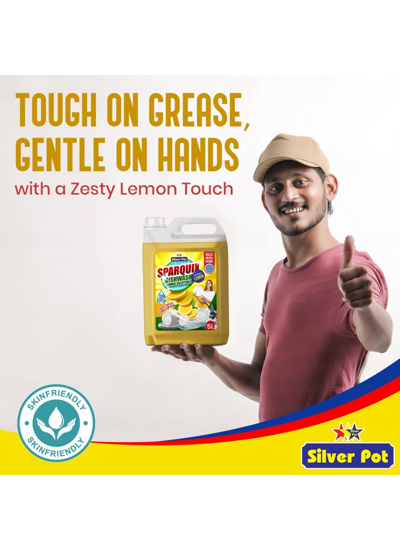 Silver Pot Lemon Dishwashing Liquid 5L – Ultra Concentrated Formula with Refreshing Lemon Scent, Tough on Grease and Stains, Gentle on Hands, and Perfect for Everyday Dishwashing - Image 5