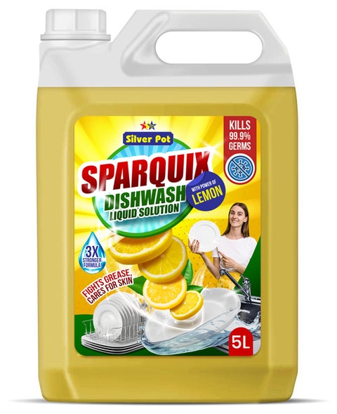 Lemon Dishwashing Liquid 5L – Ultra Concentrated Formula with Refreshing Lemon Scent, Tough on Grease and Stains, Gentle on Hands, and Perfect for Everyday Dishwashing