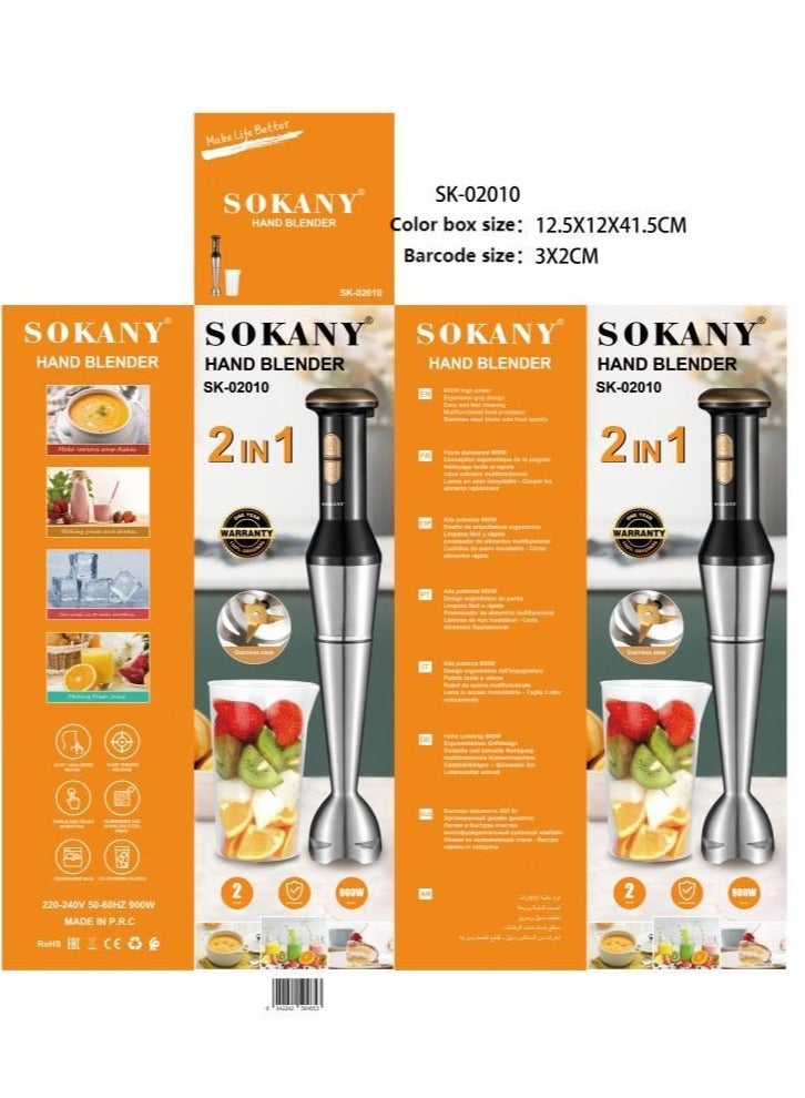 sokany Stainless Steel Hand-Held Mixer Is Convenient For Mixing All Kinds Of Fruits And Vegetables. Simple Double Button Design Makes The Mixing Cup Intuitive And Easy To Operate. Plug: European Standard - Image 4